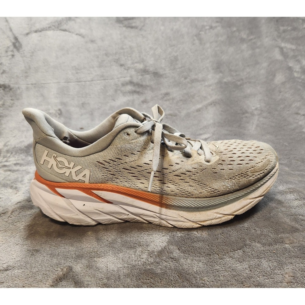 Hoka One One Shoes Womens‎ 8 Gray Orange Clifton 8 Sneakers Running 1119394 BFPA